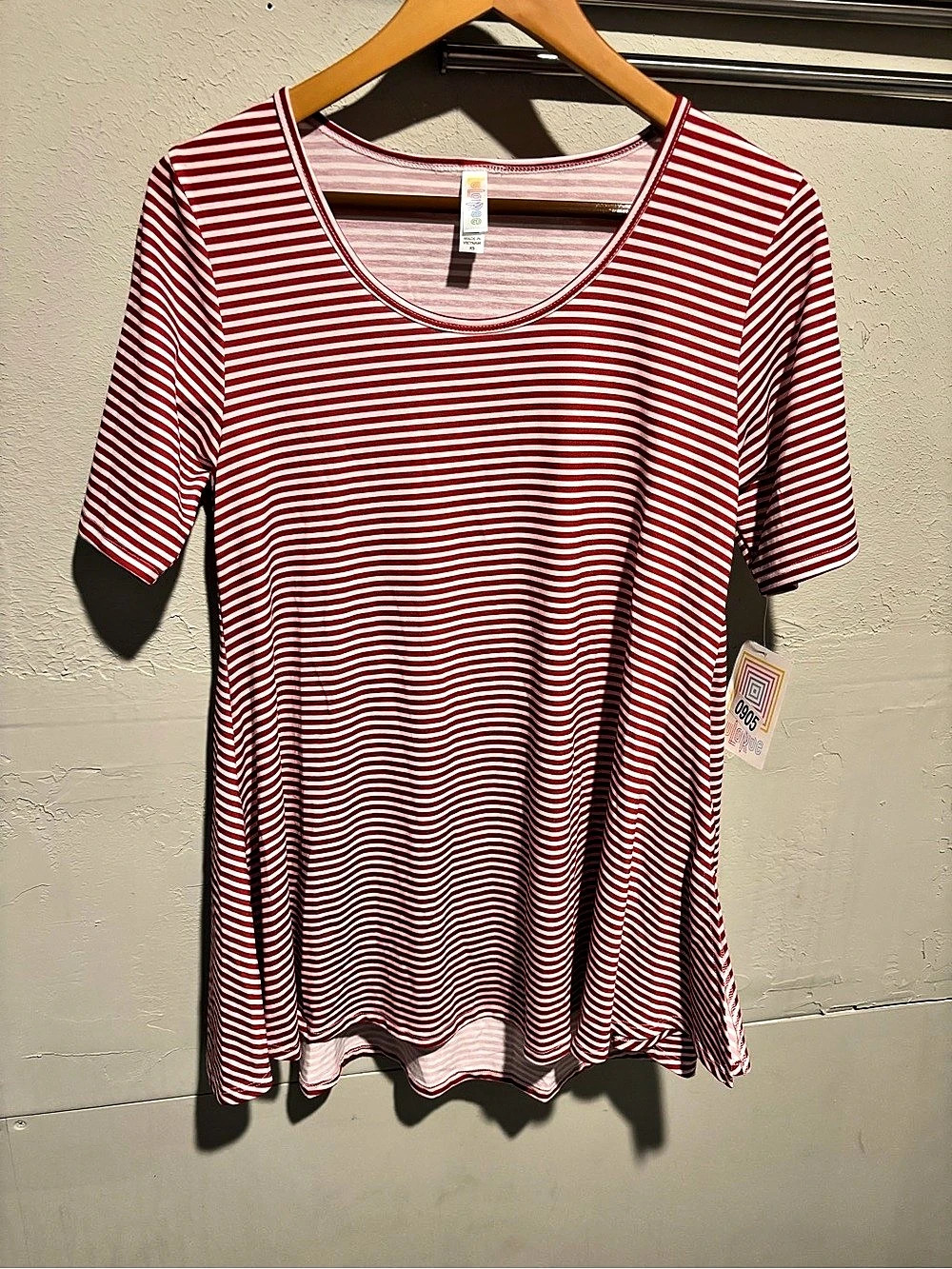 Lularoe Perfect T Striped Short Sleeve Top in Red & White Size XS NWT
